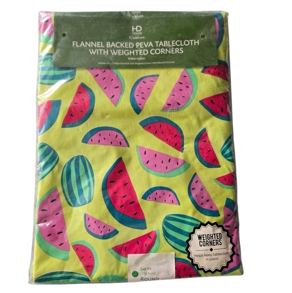 Hd Designs Other - NWT Watermelon Print Tablecloth with Weighted Corners